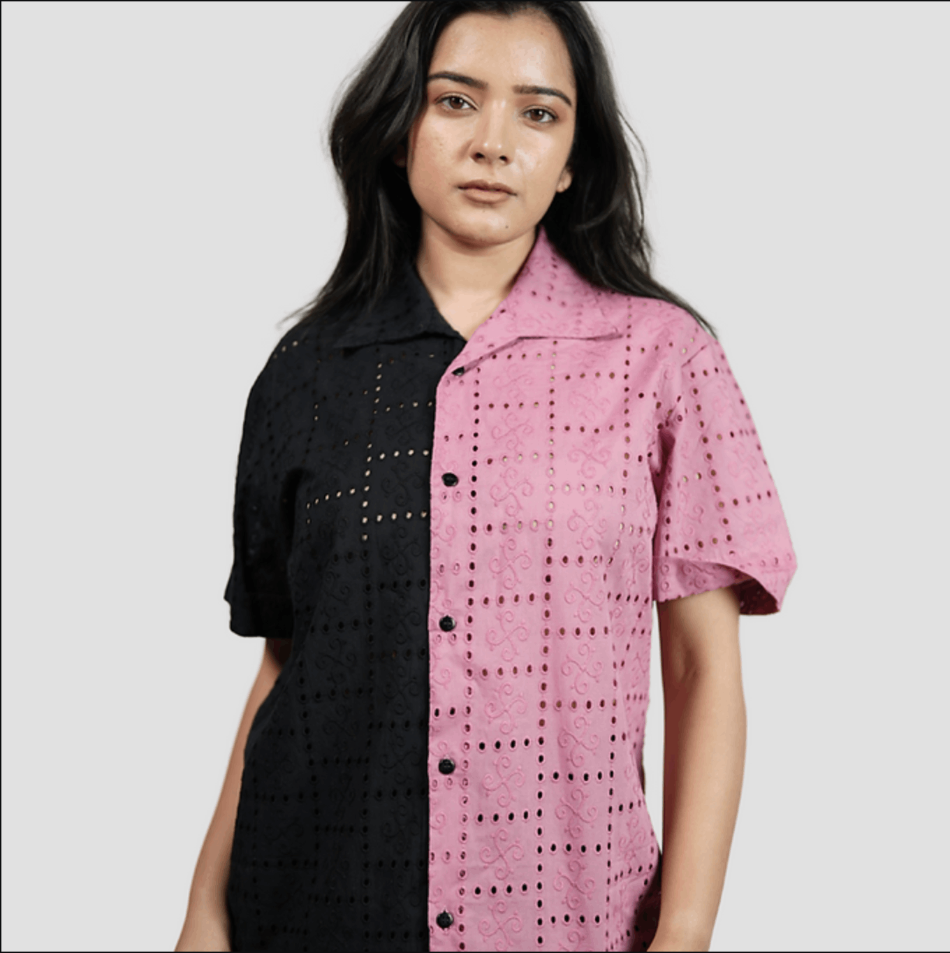 HnH Shirt - Half and Half Chikannkari Shirt